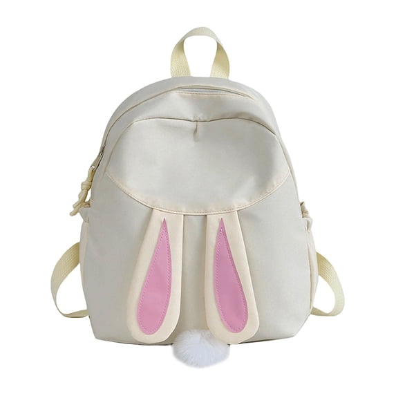 CSStudio Cute Bunny Ear Mini Backpack Lightweight Nylon School Bag With Plush Charm, Perfect for Elementary & Middle School Ages 4-12