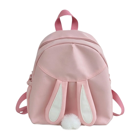CSStudio Cute Bunny Ear Mini Backpack Lightweight Nylon School Bag With Plush Charm, Perfect for Elementary & Middle School Ages 4-12