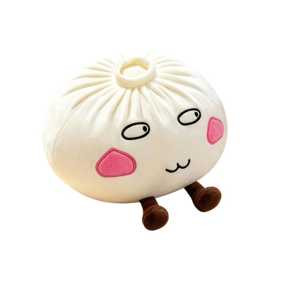 CSStudio Cute Dumpling Plush Pillow, Soft Stuffed Bun Toy with Expressions, Funny Food Shaped Throw Cushion for Sofa, Bedroom, Holiday Gift for Kids & Adults