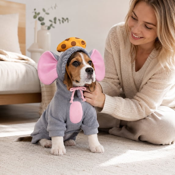 CSStudio Cute Elephant Dog Hoodie, Warm Polyester Pet Sweatshirt with 3D Elephant Ears Design, Casual Halloween Cosplay for Small Medium Dogs & Cats
