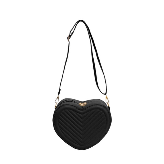 CSStudio Elegant Shoulder Bag Heart Shape PU Leather Small Handbag with Crossbody Strap