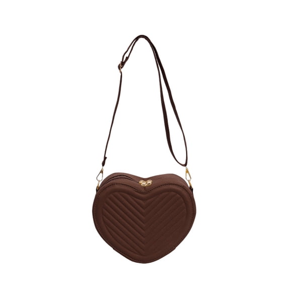 CSStudio Elegant Shoulder Bag Heart Shape PU Leather Small Handbag with Crossbody Strap