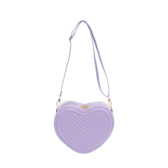 CSStudio Elegant Shoulder Bag Heart Shape PU Leather Small Handbag with Crossbody Strap