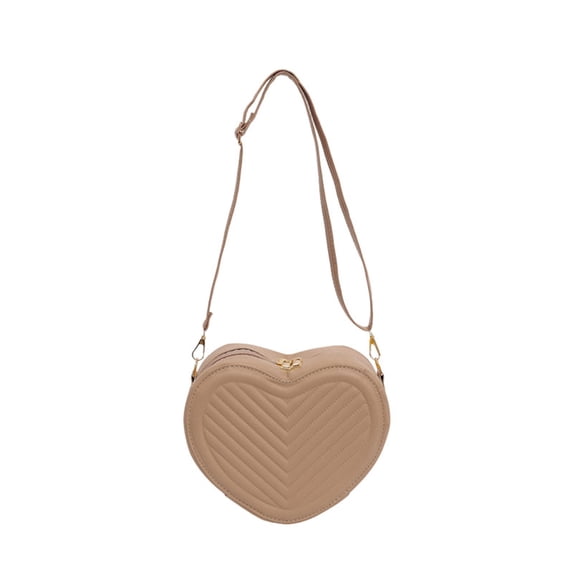 CSStudio Elegant Shoulder Bag Heart Shape PU Leather Small Handbag with Crossbody Strap