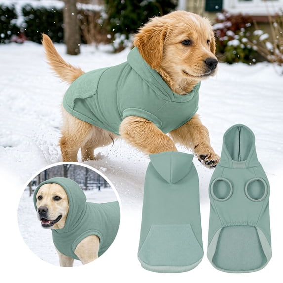 CSStudio Lined Hooded Dog Sweater, Legless Warm Pullover Coat, Soft Polyester Winter Pet Hoodie for Medium Large Dogs