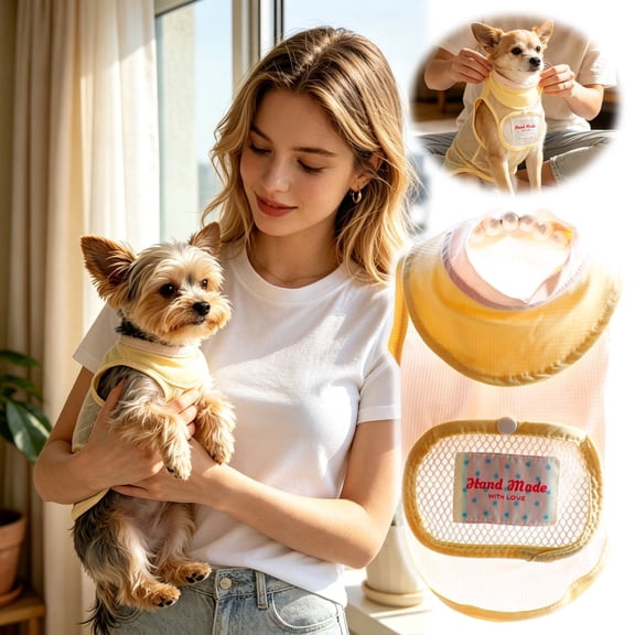 CSStudio Full Wrap Sun Protection Dog & Cat Cooling Vest with Ice Pack Pockets, Extended Belly Coverage Adjustable Mesh Cool Harness for Long Outdoor Hiking Camping
