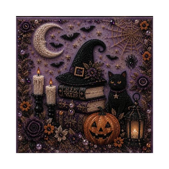 CSStudio Halloween 3D Pearl Art Kit for Adults, Beginner Friendly DIY Craft Wall Decor, Fall Pumpkin Seasonal Home Decoration Full Kit
