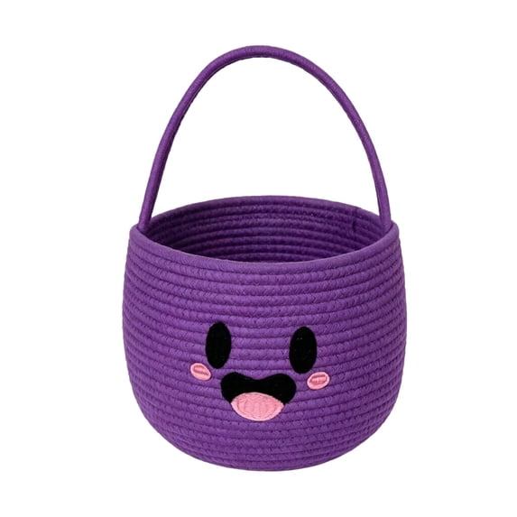 CSStudio Fall Basket with Handle Cute Bucket Cotton Rope Woven Candy Server Bag Pumpkin Witch Cat Pig Storage Basket for Fall Party Favor