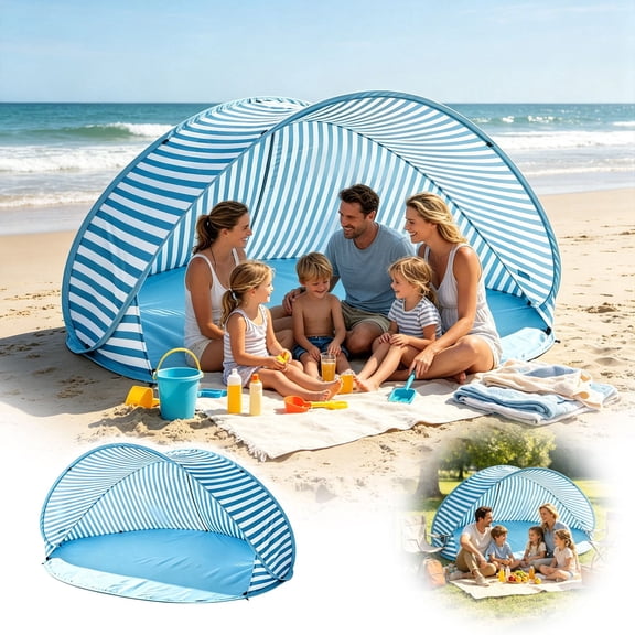 CSStudio Instant Pop Up Beach Shelter Portable Polyester Sun Shade Tent Wind Resistant Foldable Outdoor Canopy for Beach Park Picnic Camping Travel