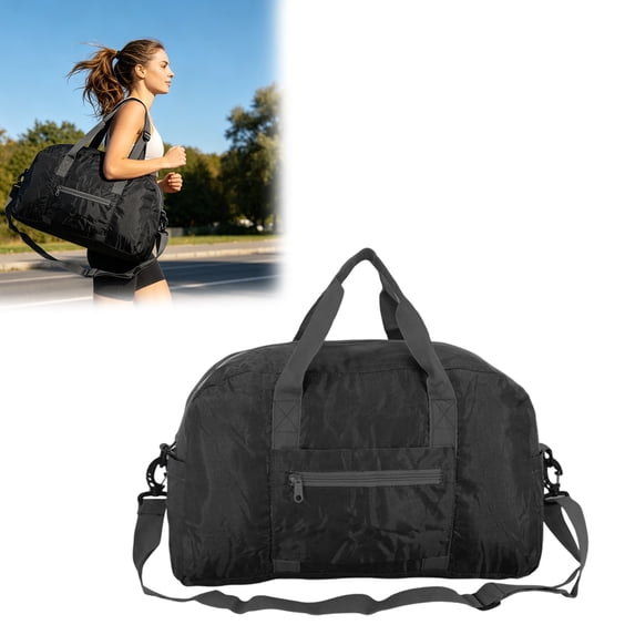 CSStudio Lightweight Foldable Gym Duffle Bag with Separate Shoe Compartment Water Bottle Pocket Detachable Strap for Travel Sports Weekend Trip