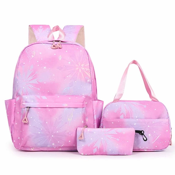 CSStudio Marble Print Backpacks for Teen with Lunch Bag and Pencil Case,17"Lightweight Schoolbags for Elementary 6-12 Years Old