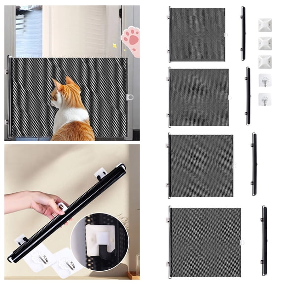 CSStudio Punch-Free Expandable Retractable Pet Safety Gate Breathable Mesh Auto Roll Up Dog Cat Separation Barrier Living Room Stair Doorway Guard Fence
