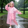 thumbnail image 1 of CSStudio Reusable Kids Rain Poncho, Waterproof Full Body Raincoat with Hood, One Size Fits Height 110â150cm, Portable Packable Rain Cape for Boys Girls School Outdoor Activities, 1 of 6