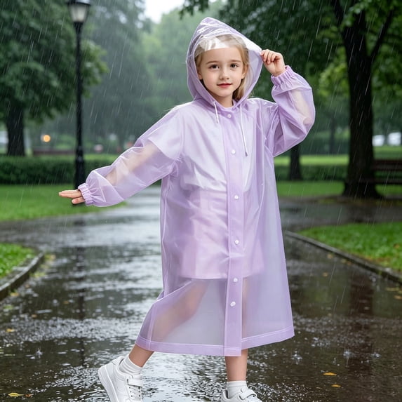 CSStudio Reusable Kids Rain Poncho, Waterproof Full Body Raincoat with Hood, One Size Fits Height 110â150cm, Portable Packable Rain Cape for Boys Girls School Outdoor Activities