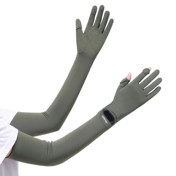 CSStudio UPF 50+ Ice Silk Sun Arm Sleeves with Finger Opening Breathable Quick Dry UV Protection Full Hand Cover Sleeves for Cycling Driving Hiking