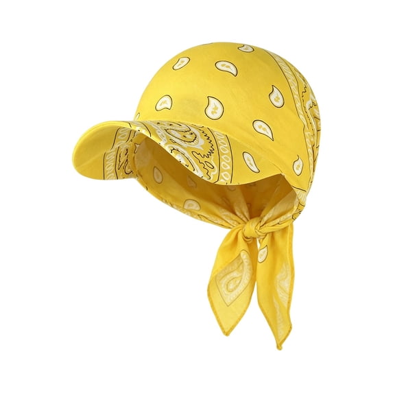 CSStudio Unisex Paisley Print Bandana Headscarf with Brim, Outdoor Sun Visor Hat, Hop Adjustable Lightweight Summer Head Wrap Cap