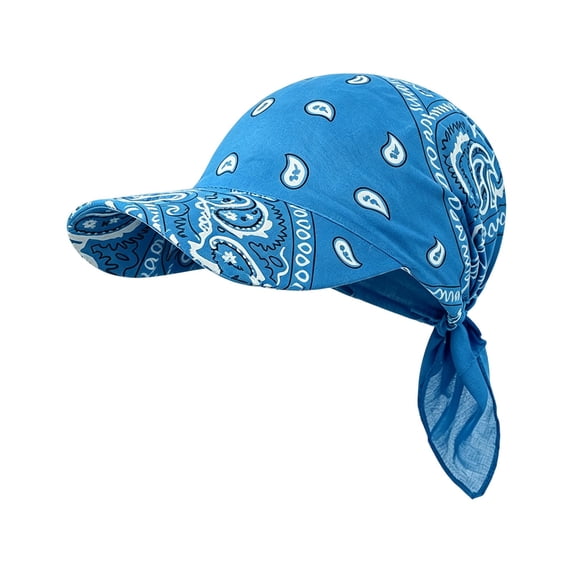 CSStudio Unisex Paisley Print Bandana Headscarf with Brim, Outdoor Sun Visor Hat, Hop Adjustable Lightweight Summer Head Wrap Cap
