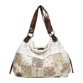 thumbnail image 1 of CSStudio Vintage Floral Lace Patchwork Shoulder Tote Soft Polyester Large Capacity Hobo Bag For Daily Travel Shopping, 1 of 8
