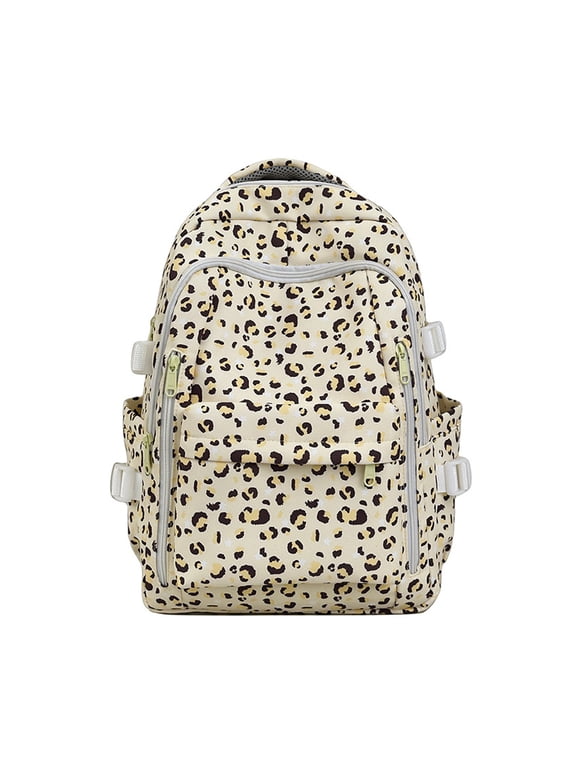 Vintage Leopard Print Backpack Lightweight Casual Daypack Men Women Fashion School Bookbag