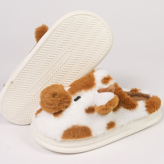 CSStudio Womens Cute Cow Slippers Soft Warm Fuzzy House Shoes for Women and Men