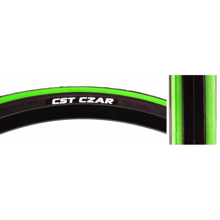 CST Czar Comp Tire Black Lime Green 700x25c Clincher Road Race Fixed Gear  Bike