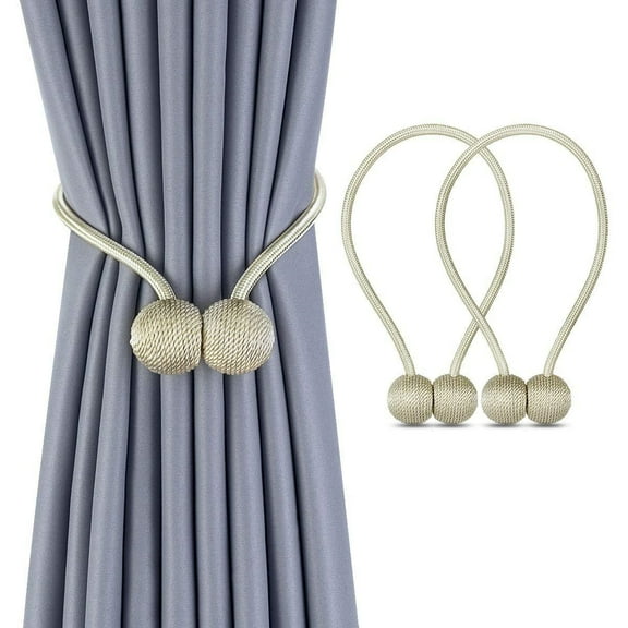 CSTD Magnetic Pearl Ball Curtain Buckles ,Magnetic Tiebacks, Stylish and Practical,2PCS/pack,Beige