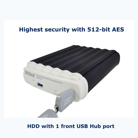 CSX-2THA 2TB HDD 1-port Hub USB 3.2 Gen 2/eSATA CipherShield 512-bit AES FIPS 140-2 HIPAA Encrypted External Secure Drive