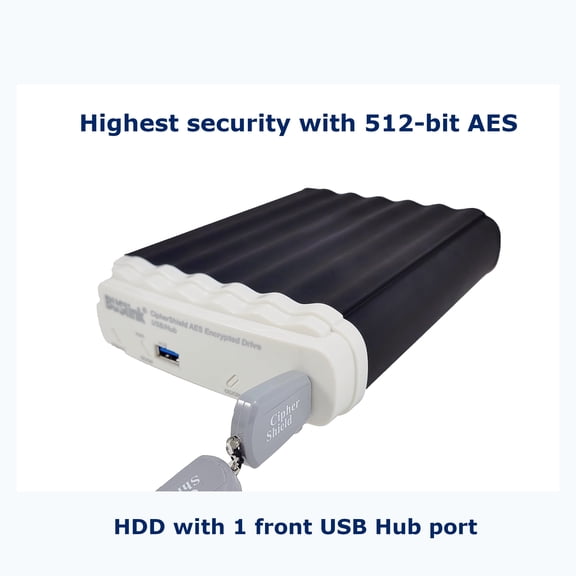 CSX-2THAM1 2TB HDD 1-port Hub USB 3.2 Gen 2/eSATA CipherShield Mode 1 Key 512-bit AES FIPS 140-2 HIPAA Encrypted External Secure Drive