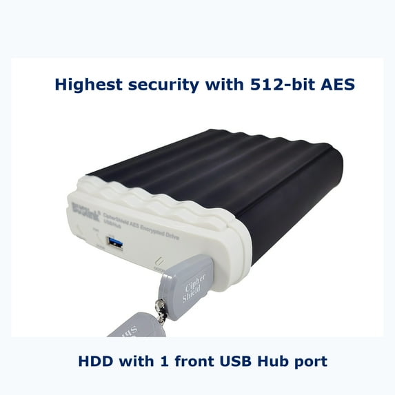 CSX-30THA 30TB HDD 1-port Hub USB 3.2 Gen 2/eSATA CipherShield 512-bit AES FIPS 140-2 HIPAA Encrypted External Secure Drive