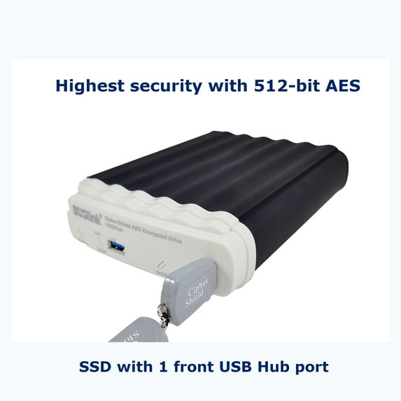 CSX-4TSDHAM1 4TB SSD 1-port Hub USB 3.2 Gen 2/eSATA CipherShield Mode 1 Key 512-bit AES FIPS 140-2 HIPAA Encrypted External Secure Drive