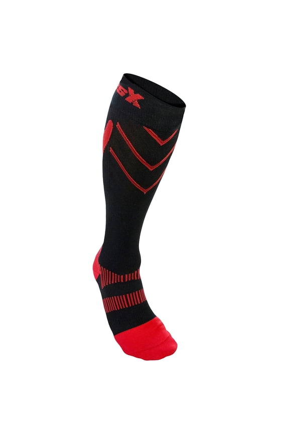CSX Compression Socks Sport Recovery Style 20-30 mmHg L RED ON BLACK (X220RB-L)