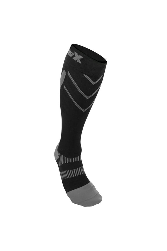 Compression Socks, Sport Recovery Style, 20-30 mmHg, Silver on Black, Large