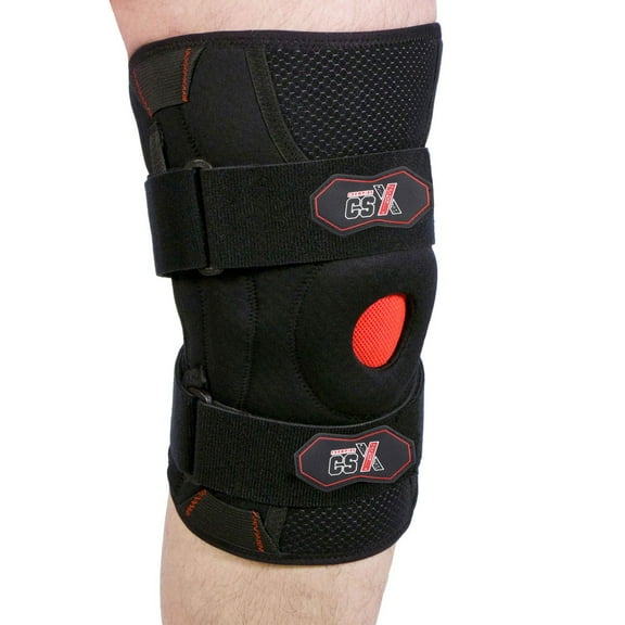 CSX Knee Support with Flexible Side Stabilizers, Black, Large