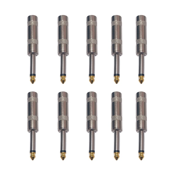 CSYANXING 10 X Gold Plated TS Male 1/4 Audio Plug 6.35mm For Cables Instrument Mic Connections Zinc Alloy
