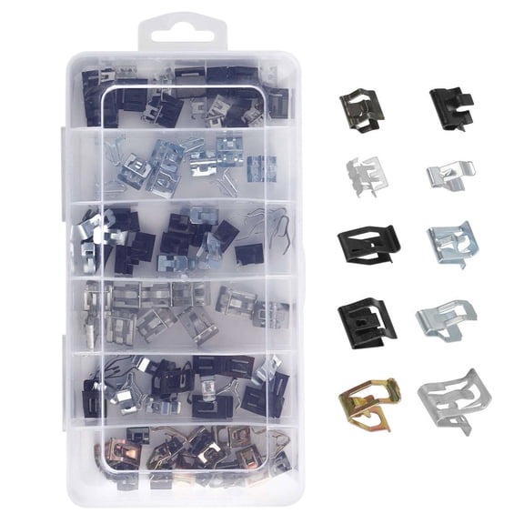 CSYANXING 100 Piece Auto Trim Panel Clip Assortment Zinc Steel U-Clip Spring Clips Fits A3 A4 Q5 Jetta Models