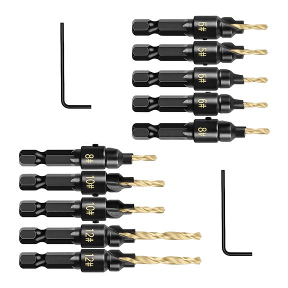 CSYANXING 12Pcs Combined Drilling Countersinking Bit Set Hex Shank For Small Scale Craft Making Project Application