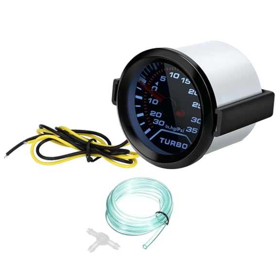 CSYANXING 2 Inch Turbo Boost Gauge for DC 12V Vehicles Black Bezel Red Needle Smoke Blu-ray Lens Measures up to 35 PSI