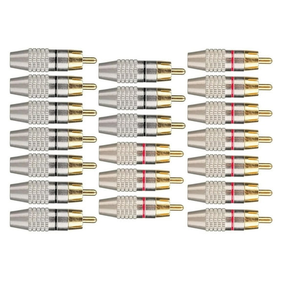 CSYANXING 20pcs Solderless RCA Male Plugs Gold Plated with Color Coded Rings Quick Audio Connections6.2mm