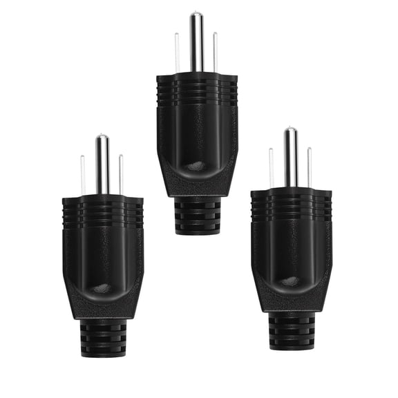 CSYANXING 3 Prong Electrical Plug 3 Pcs Black ABS Plastic 15A 125V Dust Resistant for Home Indoor Outdoor RV Damaged Plug Replacement Units