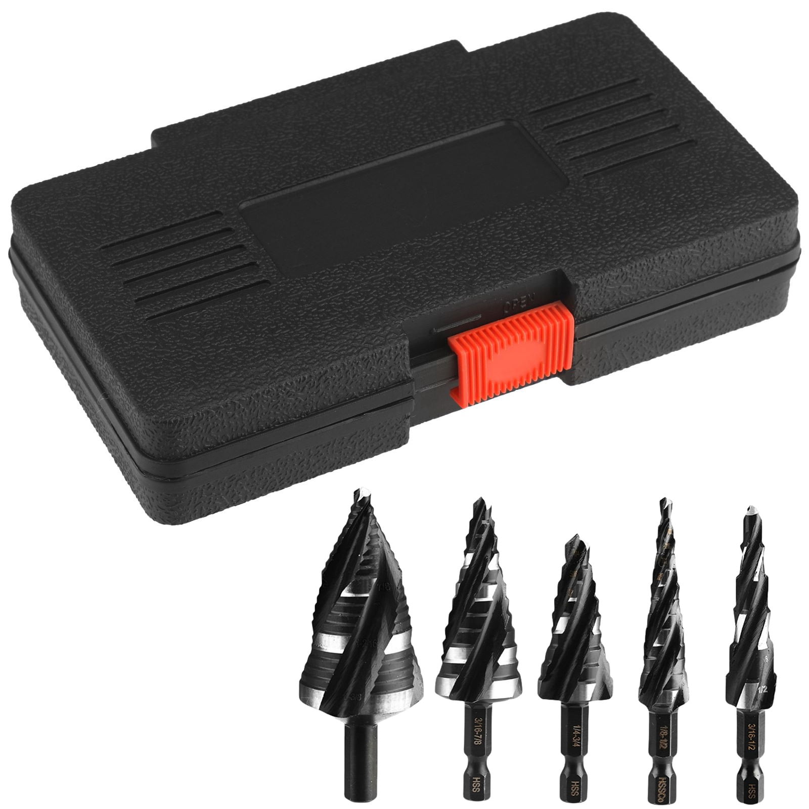 CSYANXING 5 Pcs HSS Multi Size Step Drill Bit Set Titanium Coated for Wood Metal Plastic Power Drill Projects DIY