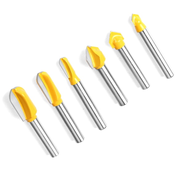 CSYANXING 6 Pcs Router Bit Set 1/4 Shank Carbide for Woodworking Grooving Edging and Trimming