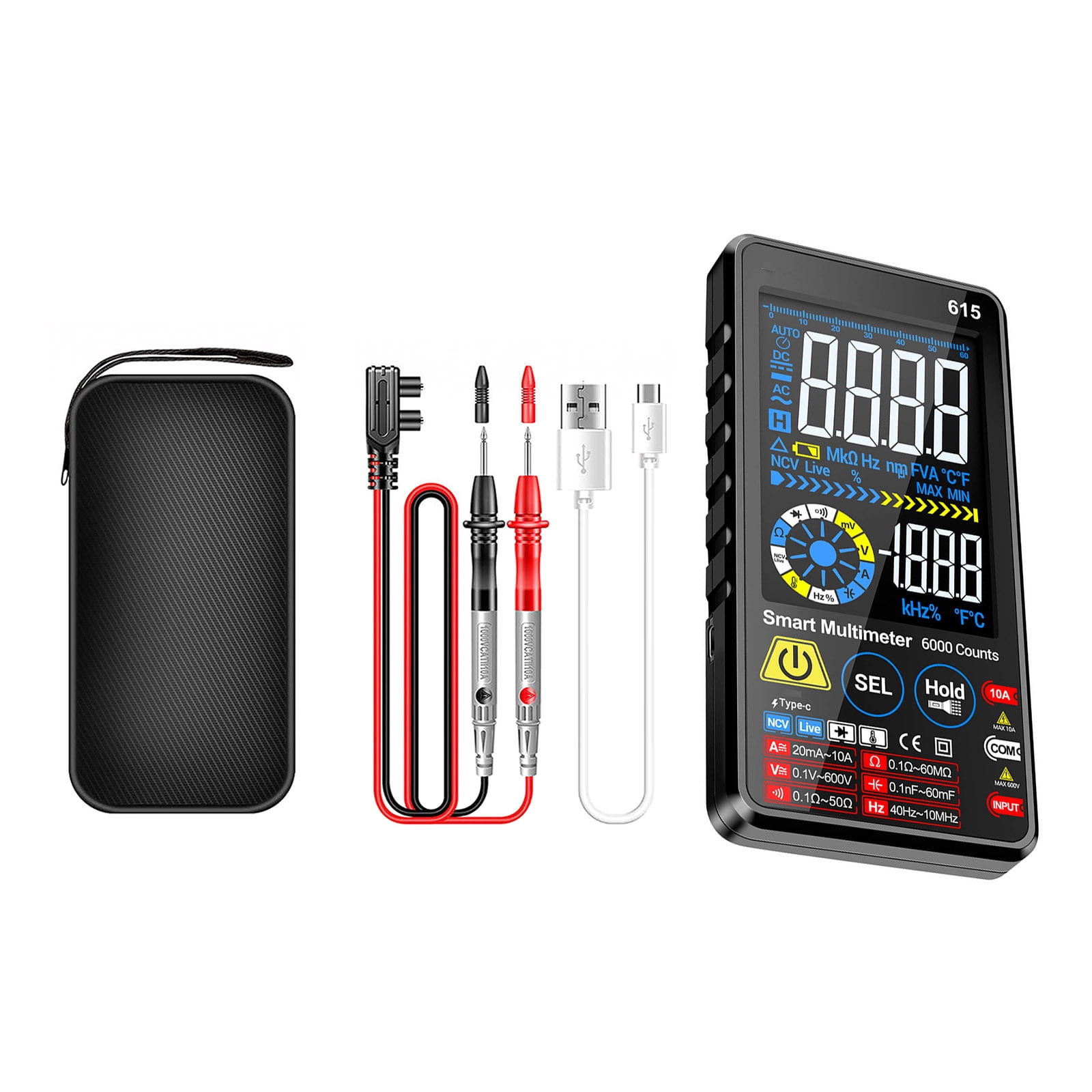 CSYANXING Auto Ranging Digital Multimeter 10A Current Measurement Storage Bag Included For Professional Repair Technician Tool