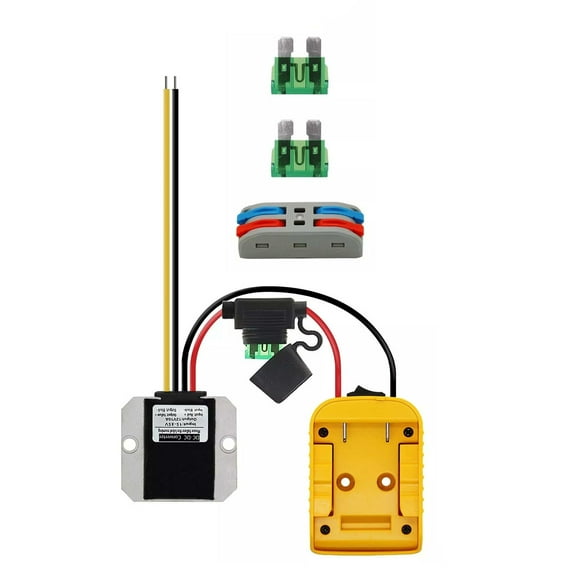 CSYANXING Battery Adapter to 12V Step Down Converter 10A 100W with Voltage Regulator and Fuse Protection DIY for Dewalt