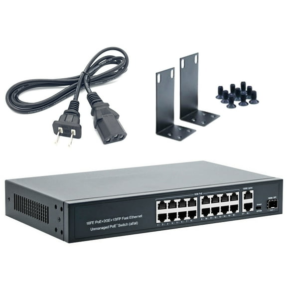 CSYANXING Compact POE Switch, 16x100Mbps Ports, for Home & Office Network Integration
