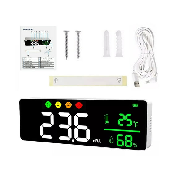 CSYANXING Decibel Meter LED Display 11 Inch Sound Level Meter Accurate Face Icon for Studio Classroom Factory Home Office Easy Display