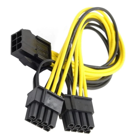 CSYANXING Dual 8 Pin Male PCIE Power Adapter for 6 Pin Female PSU 120W 20cm Graphics Card Compatibility