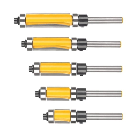 CSYANXING Flush Trim Router Bit Kit 5 Pieces 1/4 Shank For Laminate Edges AntiKickback Stable Cutting