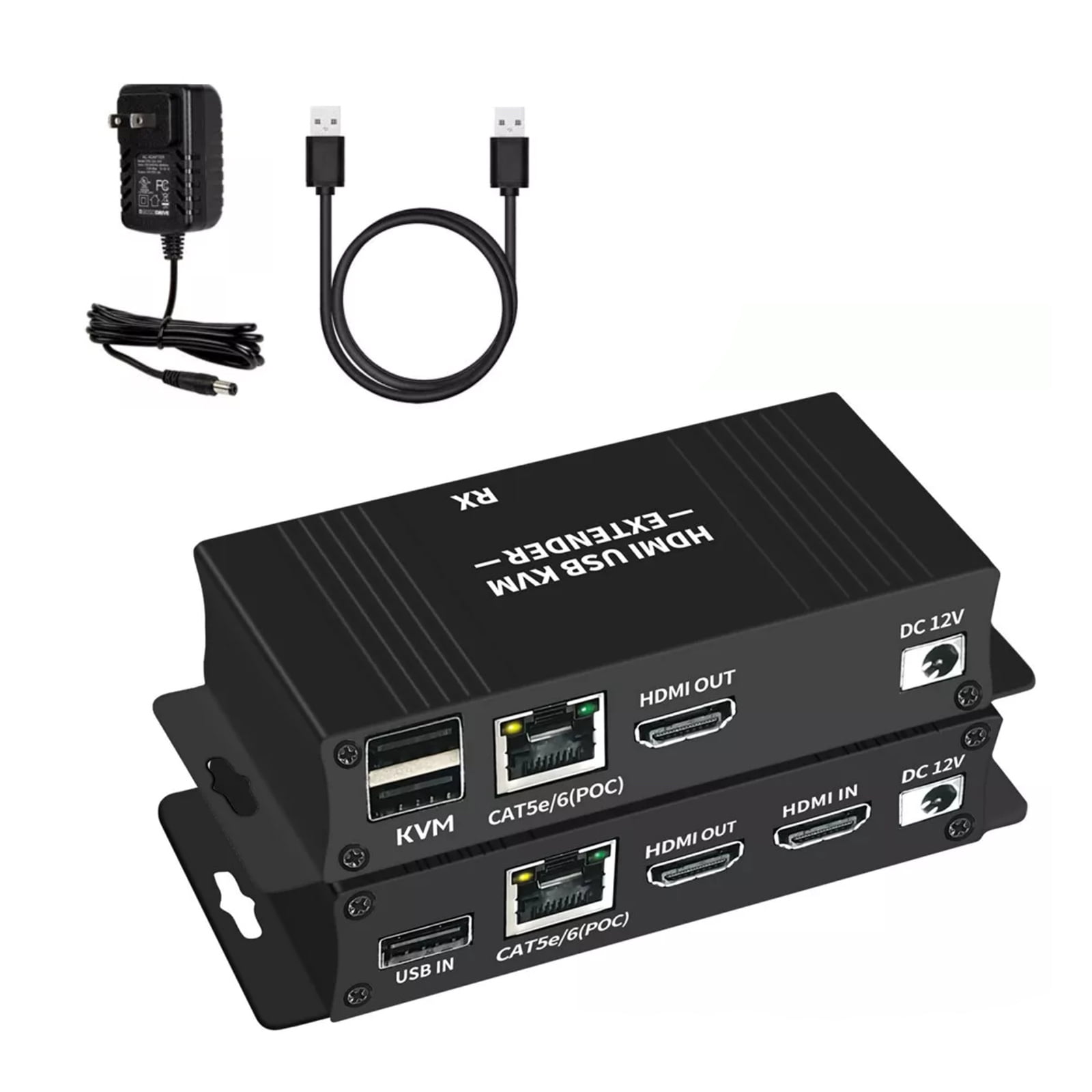 CSYANXING HD KVM Extender 196ft Cat5e/6 Keyboard Mouse USB 1080p 60Hz Remote PC Control No Lag Plug & Play