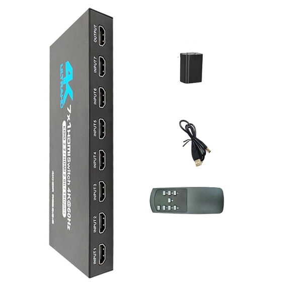CSYANXING HD Switch 7 to 1 4K 60Hz IR Remote Auto-Switch HD 2.0 for Streaming Devices Gaming Consoles Blu-ray