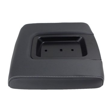 Soillar Center Console Lid Armrest Cover – GMC Sierra 1500 2500HD 2014-2019, Black Leather W/ Black Stitching, OE Spec